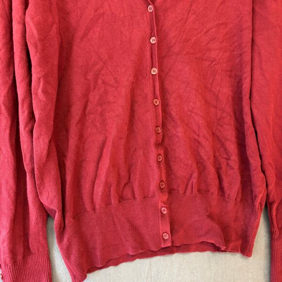 Cielo Burgundy Button Front Cardigan Sweater Plus Size 1XL Minimalist Cottage - Picture 3 of 9